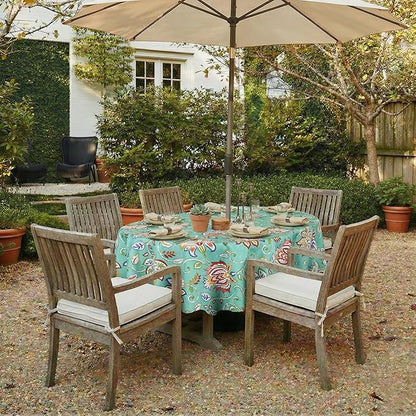 EHouseHome Outdoor Indoor Tablecloth with Umbrella Hole for Oval Table,Waterproof Patio Table Cloths, Spring/Summer Table Covers with Zipper for Backyard Circular Table/BBQs/Picnic,60 x 84 inches