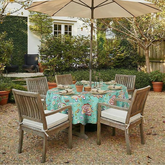 EHouseHome Outdoor Indoor Tablecloth with Umbrella Hole for Oval Table,Waterproof Patio Table Cloths, Spring/Summer Table Covers with Zipper for Backyard Circular Table/BBQs/Picnic,60 x 84 inches