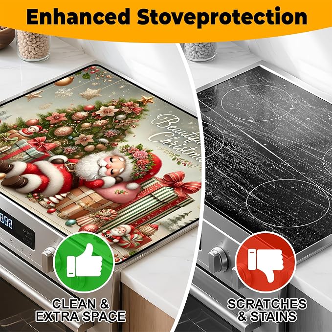 Christmas Stove Top Cover Snowman Stove Top Cover for Home Decoration Kitchen Pad Non-Stick Washable Cooktop Covers Countertop Protector Keep Stove Clean 28"x20" (Man)
