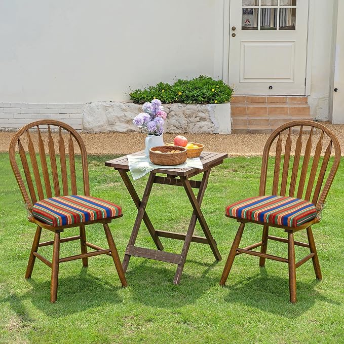 HARBOREST Outdoor Chair Cushions Set of 6, Water Resistant Patio Chair Cushions with Ties, Outdoor Seat Cushions for Patio Furniture, 17"x16"x2", Rainbow Stripes