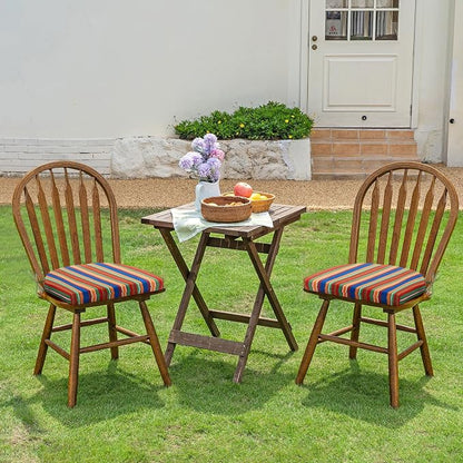 HARBOREST Outdoor Chair Cushions Set of 2, Water Resistant Patio Chair Cushions with Ties, Outdoor Seat Cushions for Patio Furniture, 17"x16"x2", Rainbow Stripes