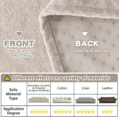 MYSKY HOME Couch Covers for Sectional Sofa Love Seat Couch Covers Couch Cover for Dogs Washable Couch Cover Blanket, Non Slip Sofa Slipcovers, Super Soft Sofa Towel for Kid, Pet, 71" x 118", Oat