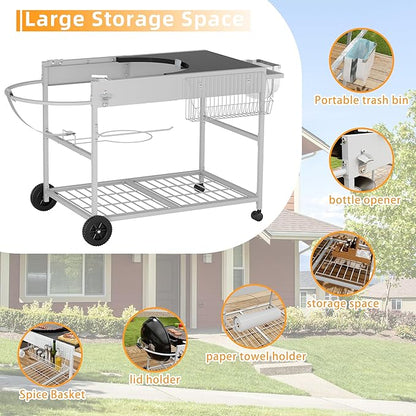Vongrasig Grill Table for Weber Kettle 18" & 22", Outdoor BBQ Grill Cart for Weber Original Kettle,Jumbo Joe,Master-Touch Charcoal Grill, Outdoor Kitchen Island with Storage