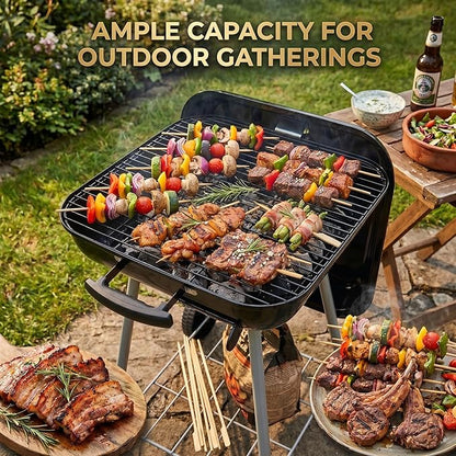 Portable 17.5-Inch Charcoal Kettle Grill with Wheels, Porcelain-Coated Steel Outdoor BBQ Smoker, Freestanding Grilling for Patio and Tailgating