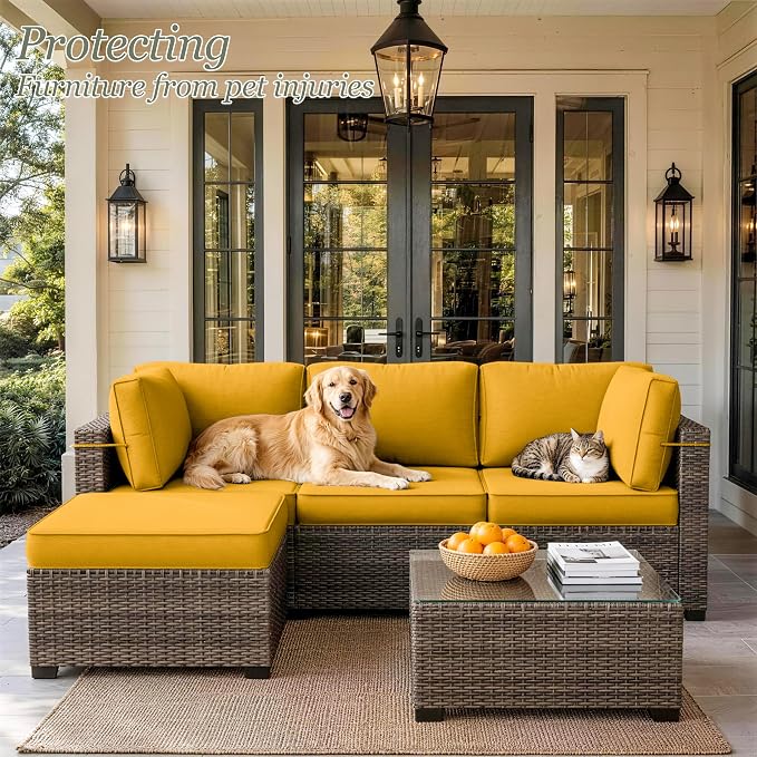 9 Pcs Outdoor Patio Cushions Covers Replacement Sets, Covers Only | 9 Pcs Patio Cushions Covers Replacement UV Resistant, Water Anti-Slip, Heavy-Duty Zippers for 5 Pcs Patio Furniture Set
