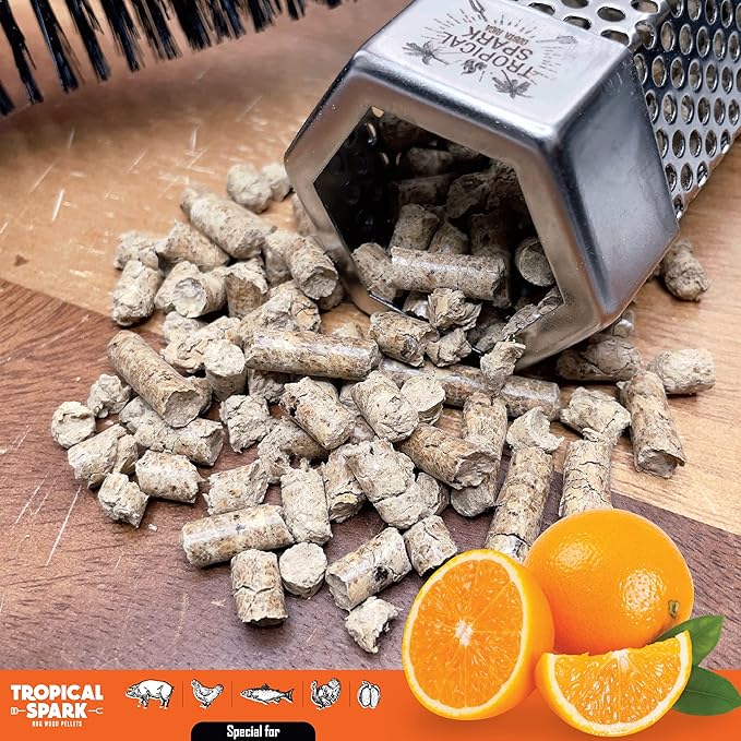 Wood Pellets | Perfect for BBQ, Smoking, Grilling, Bake, Roast, Braise | Premium 100% All-Natural | Orange Wood | 1 lb. Bag