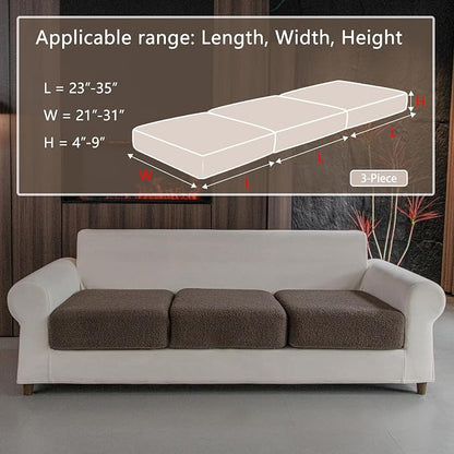 OHSIO Couch Cushion Covers for Sectional Sofa, Stretch Soft Sofa Slipcovers Washable Wear-Resistant Universal Furniture Protector for Living Room(3 Seaters Covers, Brown)