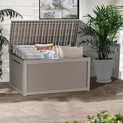 320 Gallon Lockable Resin Outdoor Storage Box, Waterproof & Weather Resistant Deck Box for Patio Cushion, Garden Tools & Pool Accessories, Grey