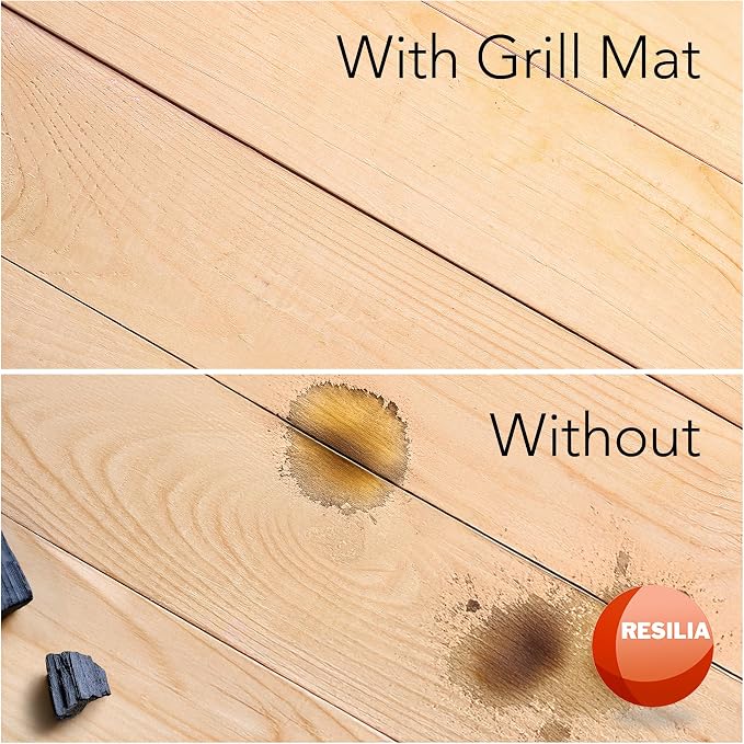 RESILIA X-Large Under Grill Mat – Heavy Duty, Reusable Outdoor Floor Protector Mats for Deck, Patio, & Garage – 57 Inch x 47 Inch, Black Orange Peel, Made in the USA