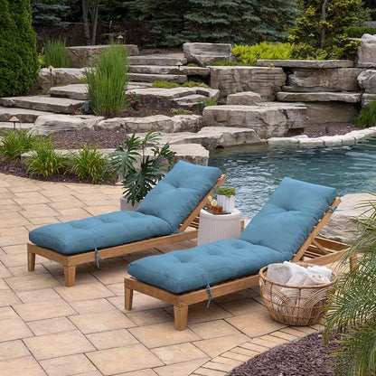 Arden Outdoor Plush Modern Tufted Chaise Cushion, 76 x 22, Rain-Proof, Fade Resistant, Tufted Cushion for Chaise Lounger French Blue Texture | Plush Comfort, Modern Tuft, Lounge Cushion, Rain-Proof, Fade Resistant, Mold and Mildew Resistant