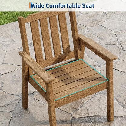 Garvee Outdoor Patio Dining Chairs Set of 2, HDPE Garden Dining Chairs | Sturdy Frame, Waterproof, All-Weather for Backyard, Poolside, Porch, Deck, Natural