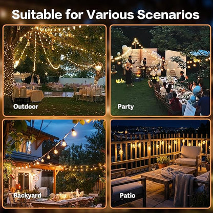 66FT Outdoor String Lights with Remote, 27 Dimmable Shatterproof LED G50 Bulbs, Waterproof Patio & Backyard Lights for Pergola, Deck, Garden, Bistro, Commercial Grade Hanging Lights