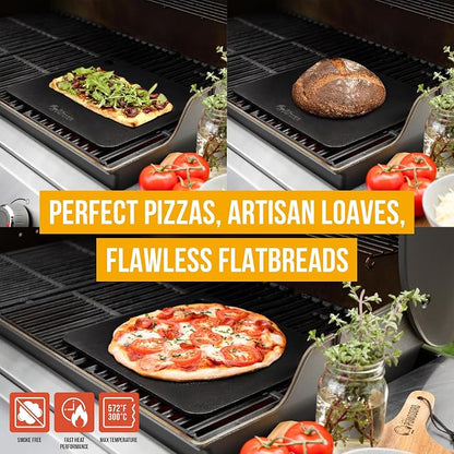 Chef Pomodoro Pizza Steel for Oven 14x12", 1/4" Thick, With Lifting Holes | Baking Steel For Oven, Grill, And Sourdough Bread Baking; Baking Stone For Oven Delivers Crispy, Restaurant-style Pizza Crust