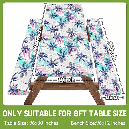 Picnic Table Cover with Bench Covers Waterproof Fitted Table Cloth Tablecover Camp Camper Camping Essentials Outdoor Beach Summer River Water Motorhome Trailer Road Trip Tent Rv Car Travel Activities