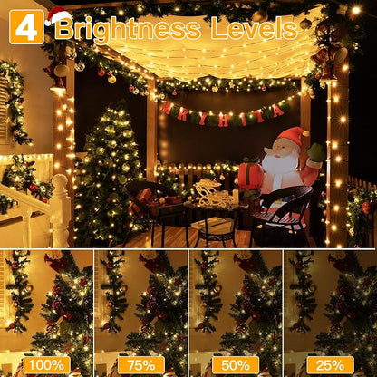 Ollny Christmas Lights 1000 LED 330 FT, IP67 Waterproof Plug in Christmas Tree Lights with Remote, 8 Modes, 3 Timers, Dimmable, House Xmas Indoor Decorations String Light (Warm White) (Pack of 2)