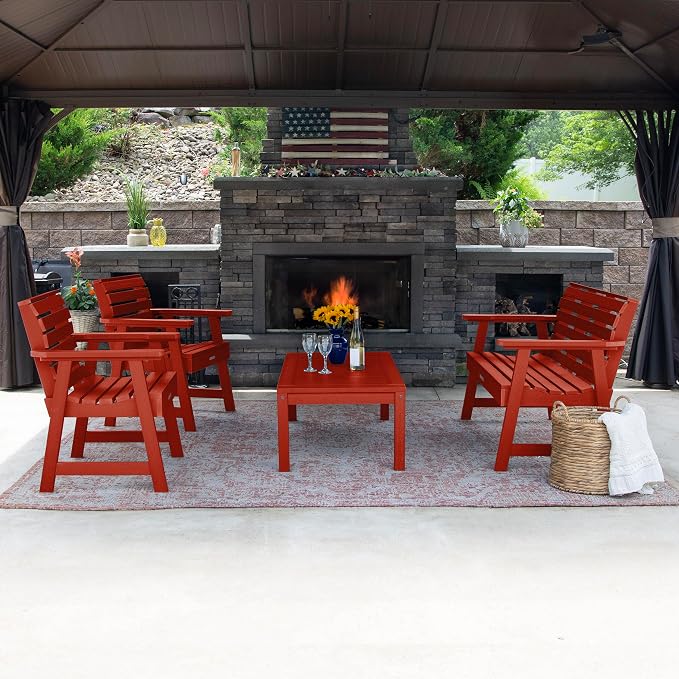 highwood Weatherly 4-Piece Garden Conversation Set, Rustic Red