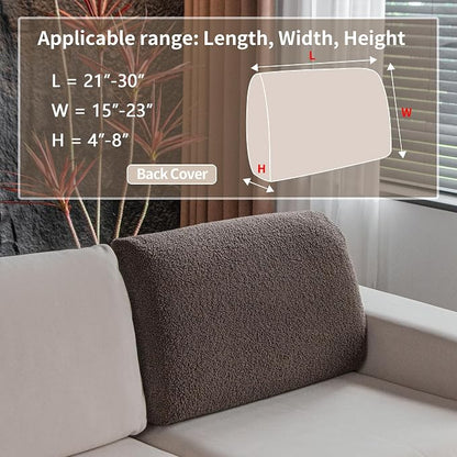 OHSIO Couch Cushion Covers for Sectional Sofa, Stretch Soft Sofa Slipcovers Washable Wear-Resistant Universal Furniture Protector for Living Room(1 Piece Back Couch Cover, Brown)