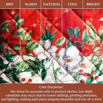 Maison d' Hermine Oven Gloves 100% Cotton Oven Mitt 7" x 13" with Loop Heat Resistant BBQ Cooking Gloves for Thanksgiving Christmas Decorations Baking Handling Hot Pans (Pack of 1, Noel)