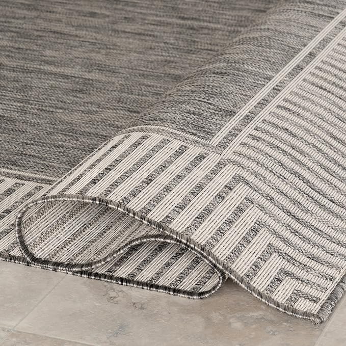 nuLOOM Asha Grey Bordered Power Loomed Indoor/Outdoor Area Rug, 8' x 10'