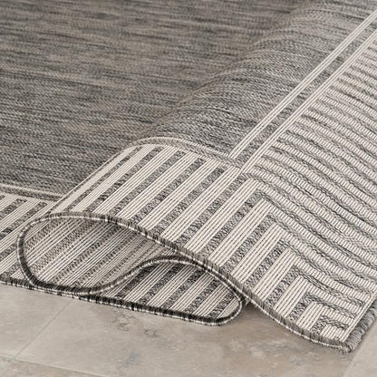 nuLOOM Asha Grey Bordered Power Loomed Indoor/Outdoor Area Rug, 8' x 10'