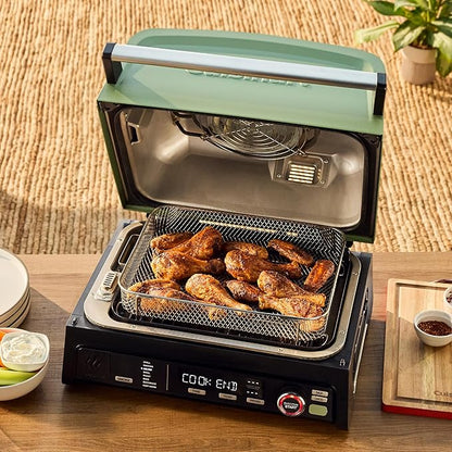 Cuisinart FlavorBoost™ 8-in-1 Outdoor Electric BBQ Grill & Portable Smoker, Air Fryer Grill Combo with Smart Probe, Smoke Drawer, 154 sq. in., Patio & Balcony Grill for Apartments, CEG-1302