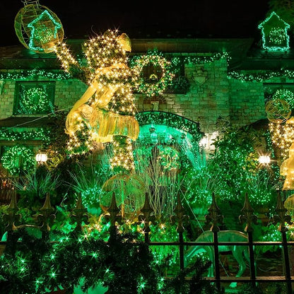 TW SHINE Green Christmas Lights, Total 400 LED 132FT Christmas Lights Plug in with 8 Modes, Waterproof Fairy St. Patrick's Day Light Outdoor, Indoor Christmas Decorations for Party Yard Decorations