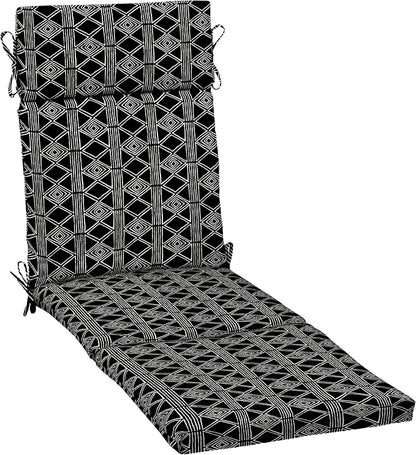 Arden Outdoor Chaise Cushion, 21 in x 72 in, Weather-Proof, Rain-Proof, Fade Resistant Patio Cushion for Chaise Lounger Black Global Stripe