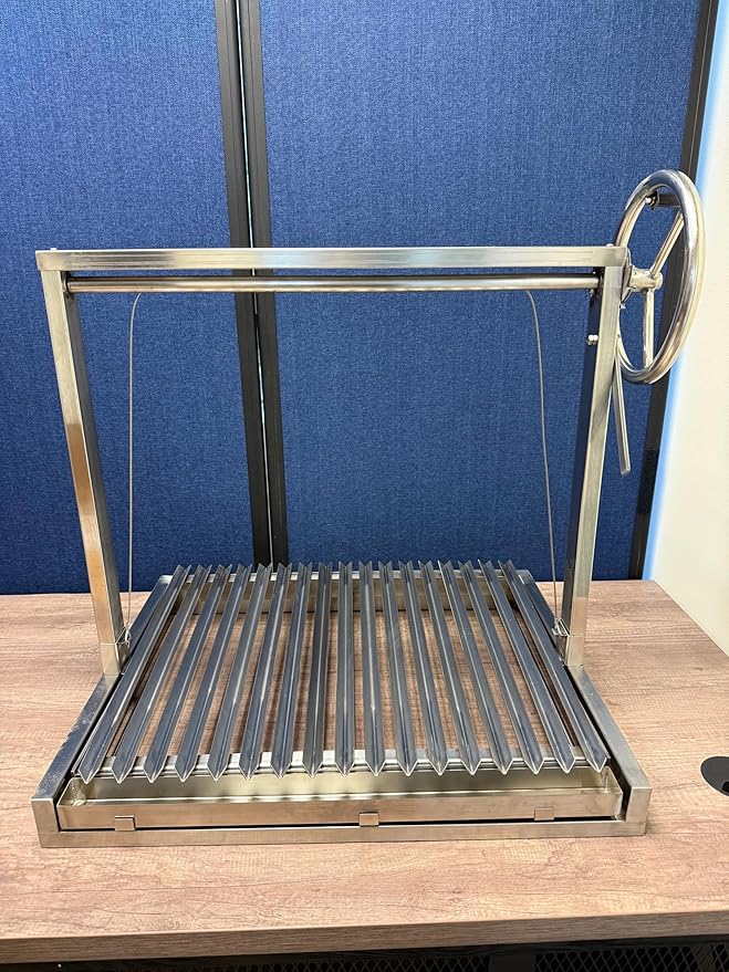 Santa Maria Grill Built in BBQ Cooking Grill -Argentine Barbecue V grate adjustable height- 30 inch by 24 inch base