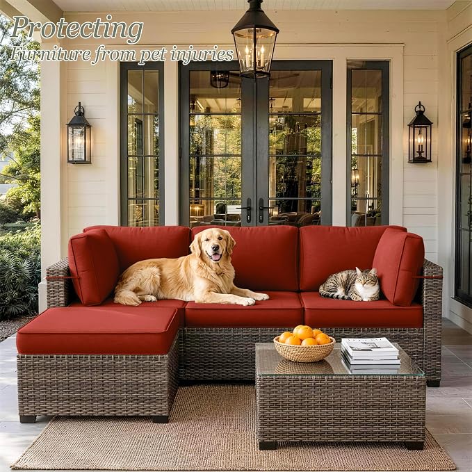 9 Pcs Outdoor Patio Cushions Covers Replacement Sets, Covers Only | 9 Pcs Patio Cushions Covers Replacement UV Resistant, Water Anti-Slip, Heavy-Duty Zippers for 5 Pcs Patio Furniture Set