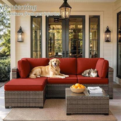 9 Pcs Outdoor Patio Cushions Covers Replacement Sets, Covers Only | 9 Pcs Patio Cushions Covers Replacement UV Resistant, Water Anti-Slip, Heavy-Duty Zippers for 5 Pcs Patio Furniture Set