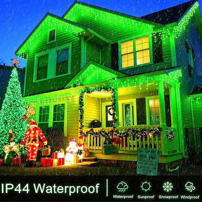 Icicle Lights for Outside 33FT 400 LED Green Christmas Lights | Connectable Icicle Christmas Lights Outdoor Waterproof 8 Modes Plug in for House Party Halloween Decoration
