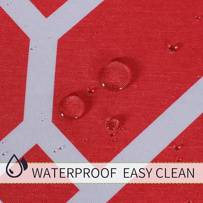 LUSHVIDA Moroccan Outdoor Round Tablecloth with Umbrella Hole and Zipper, 60 Inch Red, Waterproof Wrinkle Free Table Cloth Decorative Fabric Washable Table Cover for Patio, Party, Picnic