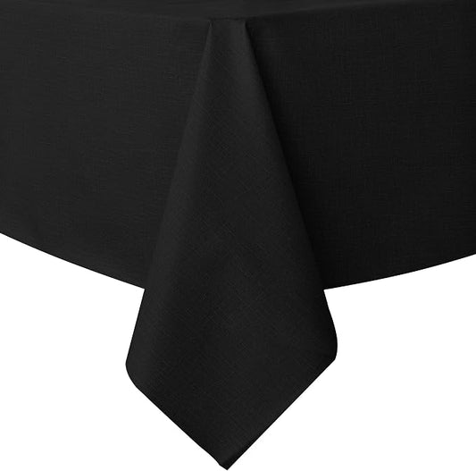 sancua Waterproof Rectangle Vinyl Tablecloth Table Cloth 60x102 Inch, Black | 100% Oil Spill Proof, PVC Material, Wipe Clean Table Cover for Dining Tables, Buffet Parties and Camping