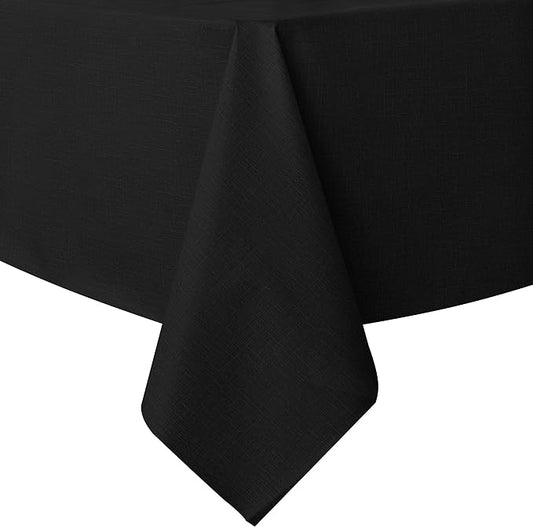 sancua Waterproof Rectangle Vinyl Tablecloth Table Cloth 52x108 Inch, Black | 100% Oil Spill Proof, PVC Material, Wipe Clean Table Cover for Dining Tables, Buffet Parties and Camping