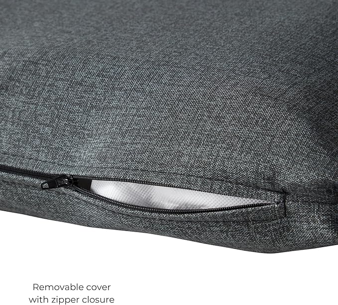 Modern Outdoor Chaise Lounge Cushion with Ties – Durable Polyester Fabric, Channel-Filled Polyfiber Insert, Removable Zippered Cover, Carbon