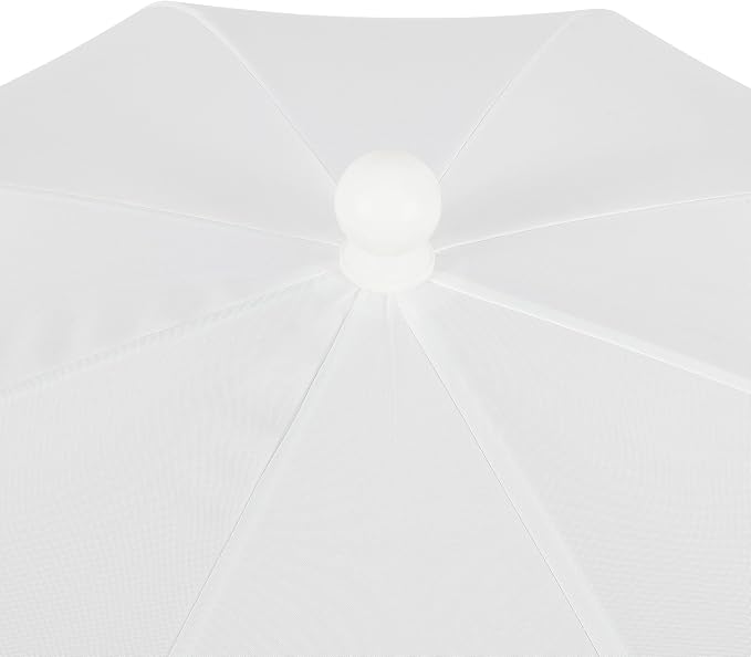 JONATHAN Y Horizon 6.5 ft. Scalloped Fringe Beach Umbrella, White | UV 50 Sun Protection, Push Button Tilt, Matching Carry Bag, Iron Pole, Wind Vent, 8 Fiberglass Ribs, Pointed End, Black Trim