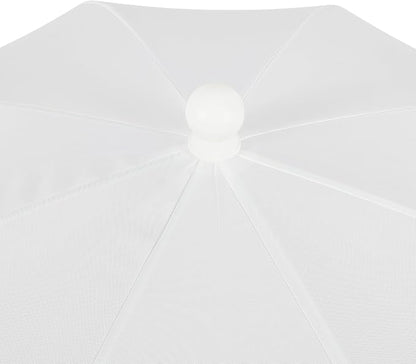 JONATHAN Y Horizon 6.5 ft. Scalloped Fringe Beach Umbrella, White | UV 50 Sun Protection, Push Button Tilt, Matching Carry Bag, Iron Pole, Wind Vent, 8 Fiberglass Ribs, Pointed End, Black Trim