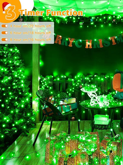 BrightChristmas 500 LED 164 FT Christmas Lights, Waterproof Outdoor String Lights with Remote and Timer, Christmas Tree Lights with 8 Modes Dimmable, Fairy Lights for Holiday Decor (Green)