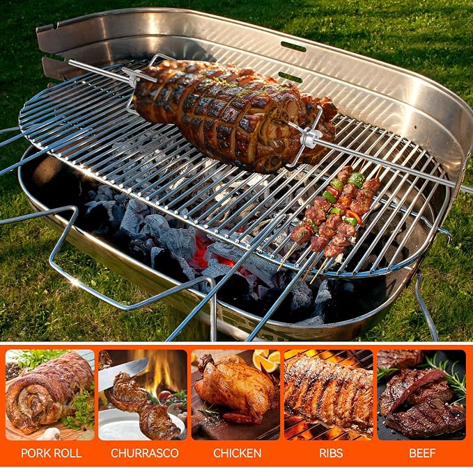 Grill Rotisserie Spit Meat Forks Replacement-Fits 3/8-Inch and 5/16-Inch Square Spit Rods 4pack and Cleaning Tools