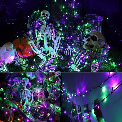 Brizled Outdoor Halloween String Lights Indoor Mini Purple & Green Light | 240 LED 95.14ft; 8 Modes; Connectable; Timer; Waterproof; Plugin Mini Twinkle Fairy Light for Outside Spooky Tree Decoration