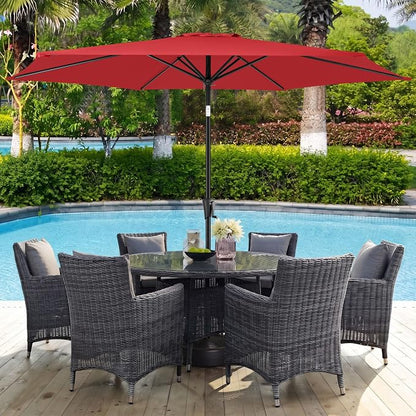 10 ft Patio Umbrella Outdoor with Push Button Tilt, Red | UV Protection, Waterproof, Large Porch Deck Umbrella for Pool, Table, Garden, Backyard, Provides Shade