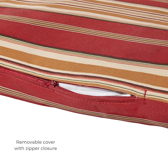 Modern Outdoor Chaise Lounge Cushion with Ties – Durable Polyester Fabric, Channel-Filled Polyfiber Insert, Removable Zippered Cover, Roma Stripe