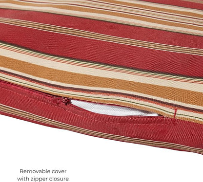 Modern Outdoor Chaise Lounge Cushion with Ties – Durable Polyester Fabric, Channel-Filled Polyfiber Insert, Removable Zippered Cover, Roma Stripe