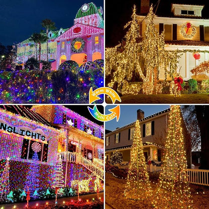 75.8FT Connectable Color Changing Christmas Light with Remote Timer 200 LED | Warm White & Multicolor Fairy Xmas String Lights with 11 Lighting Modes & Memory Function Waterproof for Christmas Tree Decor