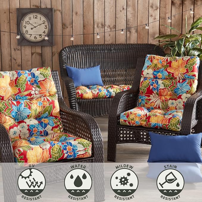 Greendale Home Fashions Aloha Crimson 44'' x 22'' Outdoor High Back Chair Cushion