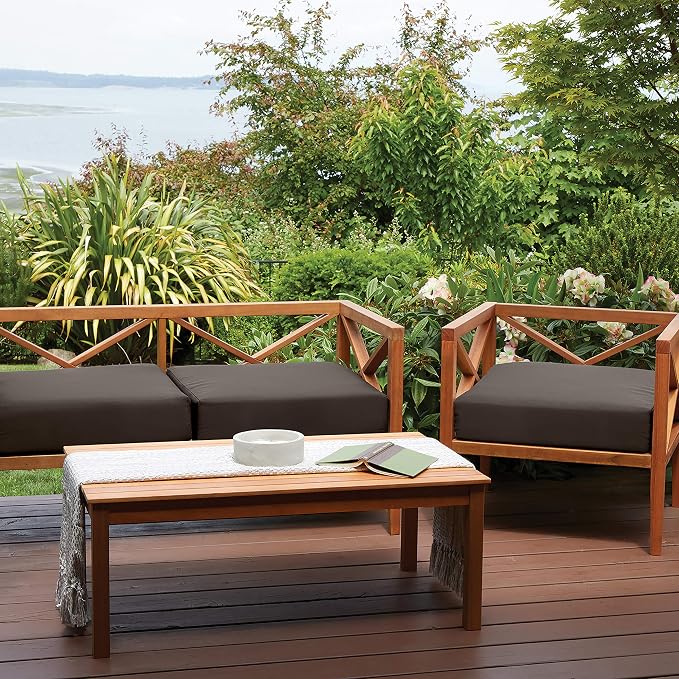 Classic Accessories Ravenna Water-Resistant 21 x 19 x 5 Inch Patio Seat Cushion, Espresso, Patio Loveseat Cushion