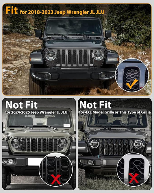 LED Grill Lights for 2018-2023 Jeep Wrangler JL JLU Amber 4pcs | Amber Front Bumper Running Marker Lamp, LED Grille Lights, Plug & Play, IP67 Waterproof, for Wrangler JL JLU Rubicon Sahara