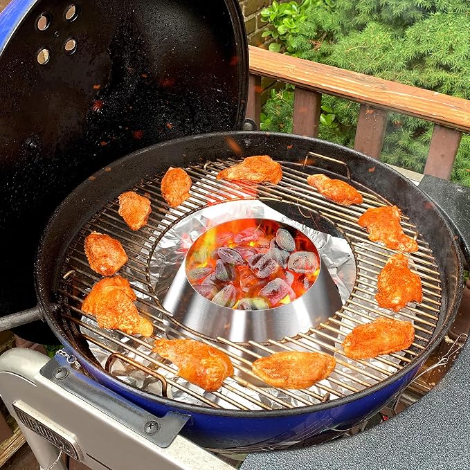 Stainless Steel BBQ Whirlpool Charcoal Grill | Accesories for Weber Kettle 22 26.75 WSM Smokey Mountain, XL Big Green Egg, XL Kamado Joe