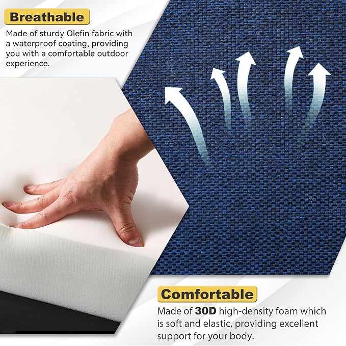 Deep Seat Patio Cushions Set 19 x 19 Inch,Olefin Fabric Outdoor Seat Cushion,Patio Furniture Cushions with Removable Cover,Rain-Proof and Fade Resistant Deep Seat Bottom & Back Cushion,1set