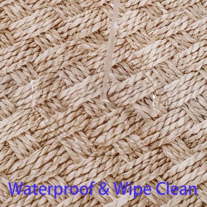 Walrus Heavy Duty Vinyl Tablecloth with Flannel Backing Waterproof Oil-Proof Plastic Table Cloth Stain-Resistant Wipeable Rectangle or Square Table Cover for Indoor and Outdoor (Weave, 60X84 Inch)